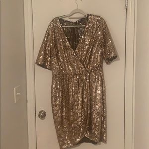 Rose gold sequinned dress